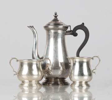 Paul Revere Reproduction Sterling Silver Coffee Pot, Creamer, & Sugar Bowl