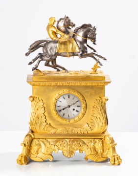 French Ormolu Mantel Clock with Horse & Jocky