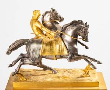 French Ormolu Mantel Clock with Horse & Jocky