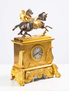 French Ormolu Mantel Clock with Horse & Jocky