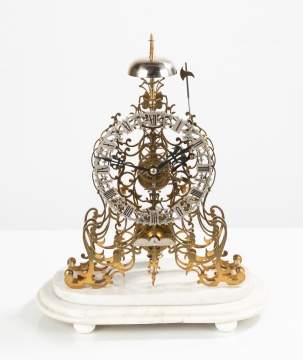 Rare English Arabesque Skeleton Clock by Evans & Sons, Handsworth (E83?)