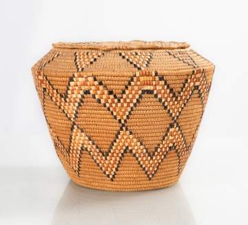 Native American Salish Lidded Basket