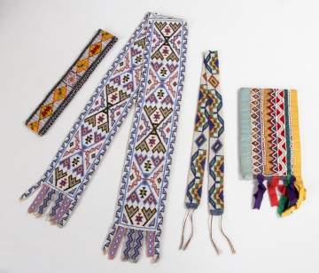 Four Native American Beaded Sashes / Headband