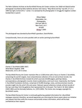 Charles Ephraim Burchfield (American, 1893-1967) "May Wind and Hay"