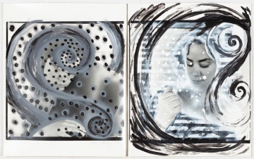 Two Ellen Carey (American, b. 1952) Painted Black & White Self Portrait Series, 1978