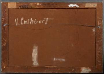 Virginia Cuthbert (American, 1908-2001) Boats at Docks on Shoreline