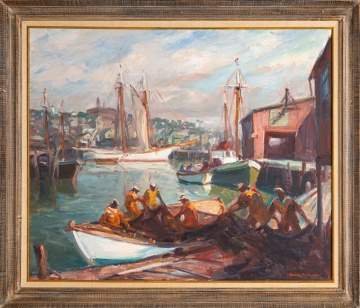 Emile A. Gruppe (American, 1896-1978) "Unloading The Nets"
