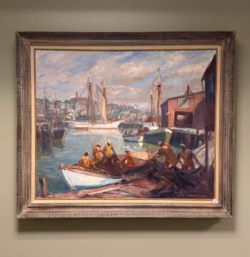 Emile A. Gruppe (American, 1896-1978) "Unloading The Nets"
