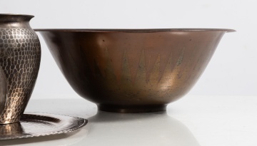 Roycroft Fruit Bowls & Silver-Plate Copper Vase, Bowl, & Octagon Plate