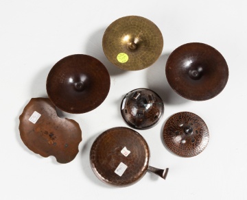 Roycroft Hand-Hammered Copper Candleholders, Tray, & Incense Burner