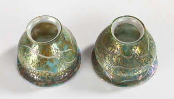 Pair of Decorated Art Glass Shades
