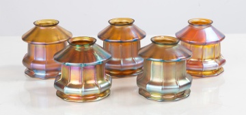 Five Steuben Gold Aurene Art Glass Shades