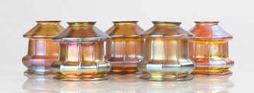 Five Steuben Gold Aurene Art Glass Shades
