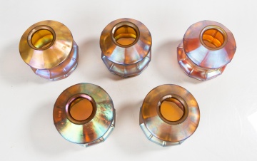 Five Steuben Gold Aurene Art Glass Shades