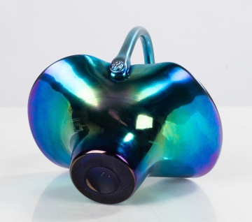 Steuben Blue Aurene Iridescent Basket