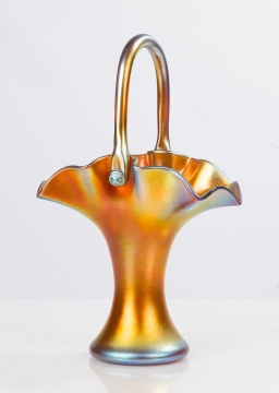 Steuben Gold Aurene Iridescent Basket