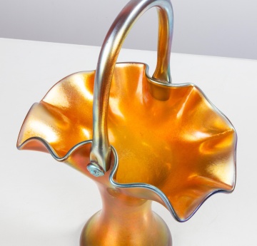 Steuben Gold Aurene Iridescent Basket