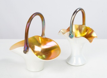 Steuben Gold Calcite Iridescent Baskets