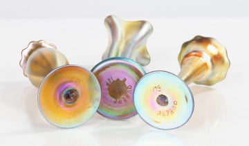 Steuben Gold Aurene Iridescent Cabinet Vases