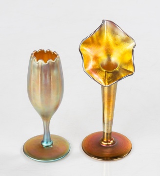 Steuben Aurene Iridescent Cabinet Vases