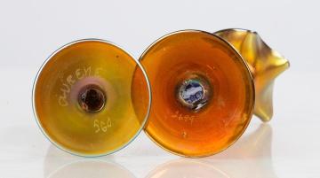 Steuben Aurene Iridescent Cabinet Vases