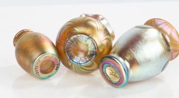 Steuben Gold Aurene Iridescent Cabinet Vases