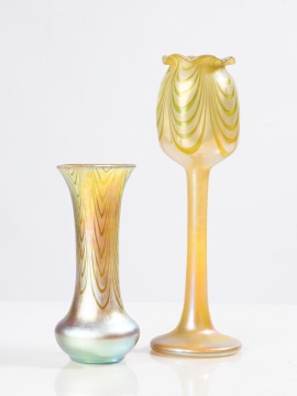 Steuben Decorated Gold Aurene Iridescent Vases