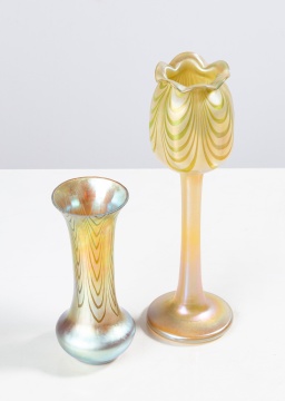 Steuben Decorated Gold Aurene Iridescent Vases