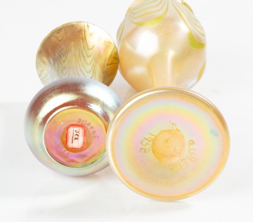 Steuben Decorated Gold Aurene Iridescent Vases