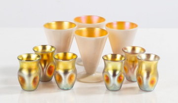 Steuben Decorated Gold Aurene Iridescent Cordials