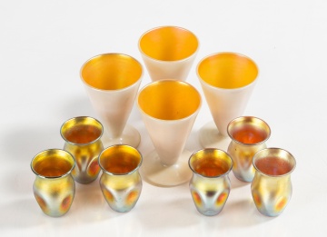 Steuben Decorated Gold Aurene Iridescent Cordials