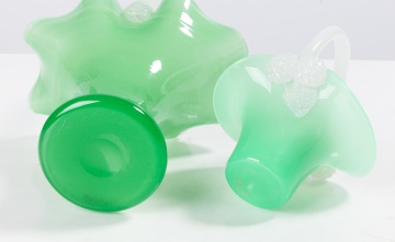 Steuben Green Jade & Alabaster Baskets