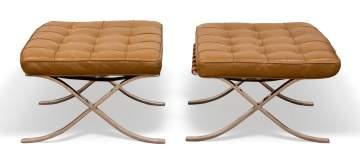 Ludwig Mies Van Der Rohe, Gerald R. Griffith, Pair of Early Barcelona Chairs & Ottomans