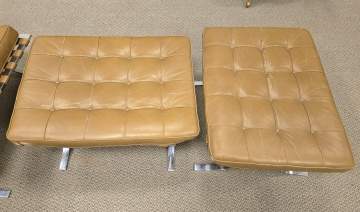 Ludwig Mies Van Der Rohe, Gerald R. Griffith, Pair of Early Barcelona Chairs & Ottomans