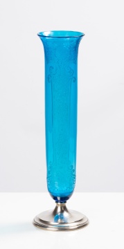 Sinclair Celeste Blue Engraved Vase
