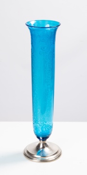 Sinclair Celeste Blue Engraved Vase