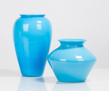 Steuben Light Blue Jade Vases