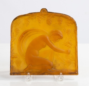 Steuben Kneeling Woman Art Glass Plaque