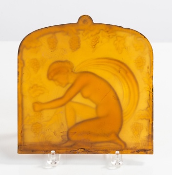 Steuben Kneeling Woman Art Glass Plaque