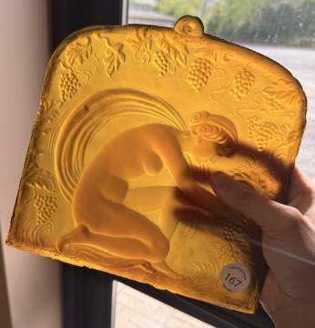 Steuben Kneeling Woman Art Glass Plaque
