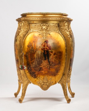 French Giltwood Vernis Martin-Style Bombe Commode