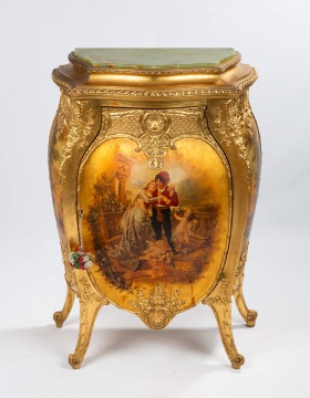 French Giltwood Vernis Martin-Style Bombe Commode