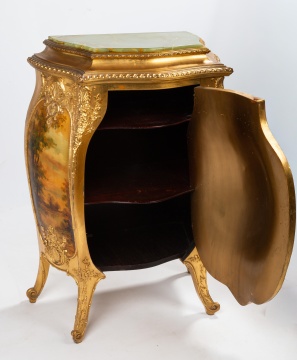 French Giltwood Vernis Martin-Style Bombe Commode