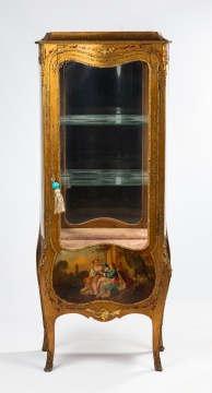 French Style Giltwood Vernis Martin Vitrine