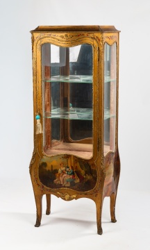 French Style Giltwood Vernis Martin Vitrine