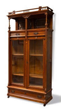 Carved Quarter-Sawn Oak Bookcase