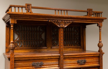 Carved Quarter-Sawn Oak Bookcase