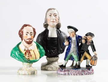 Staffordshire Busts of Shakespeare, John Wesley, & Parson and Clerk