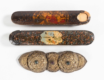 Indo-Persian Silver Belt Buckle Scroll Cases