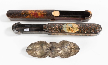 Indo-Persian Silver Belt Buckle Scroll Cases